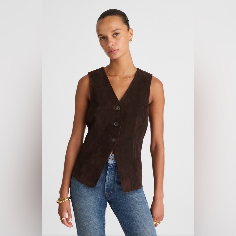 Madewell Chocolate Brown Cutaway Suede Vest - NWT - size 2